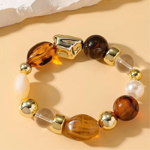 Pulsera de cuentas acrílicas irregulares al por mayor, cadena de mano exagerada para mujer, joyería punk para uso diario en fiestas