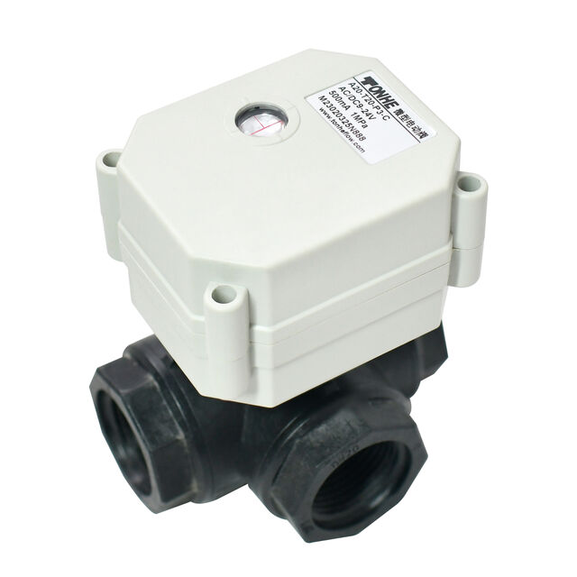 Válvula de Bola Motorizada Eléctrica TONHE AC110-230V 3/4" BSP/NPT DN20 PPE Puerto L/T