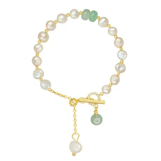 Pulsera de Perlas de Imitación Irregulares al por Mayor, Diseño de Hebilla de Paz, Joyería Minimalista Estilo INS para Mujeres Mejores Amigas