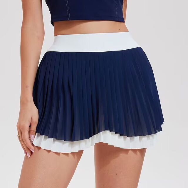 Atmungsaktiver Sportrock für Damen, Zweiteiliges Design, Doppellagig, Anti-Exposure, Plissee, für Fitness und Outdoor-Golf