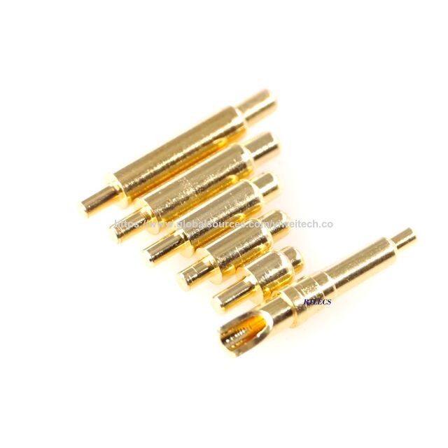 Novo Pino Pogo Discreto Personalizado Banhado a Ouro com 2,0 mm de OD e Mola para Montagem Through Hole for sale at factory direct price