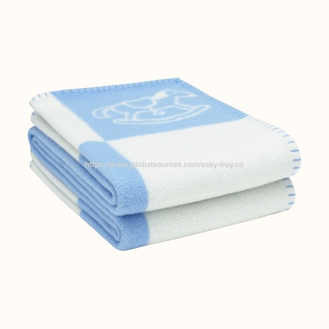Mantas de bebé de forro polar, manta de lana, manta de lana con estampado de pony H familiar en rosa y azul, manta de bebé, manta decorativa H for sale at factory direct price