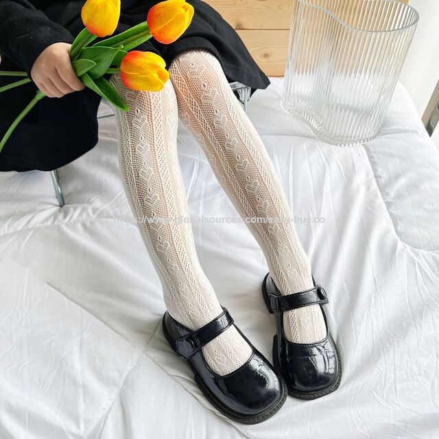 Leggings pour filles, bas de collants pour enfants, été creux en maille fin respirant couleur unie pour enfants avec