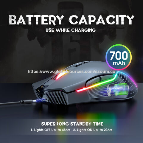 Échantillons gratuits d'usine Souris optique sans fil RVB noire pour jeux 2.4G avec 5 DPI réglables par défaut et apparence cool for sale at factory direct price