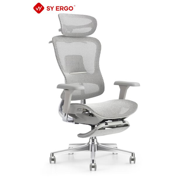 Cadeira de Escritório Ergonômica Moderna em Malha com Reclinação Multifuncional e Rodízios de PU, Padrão BIFMA, Preta