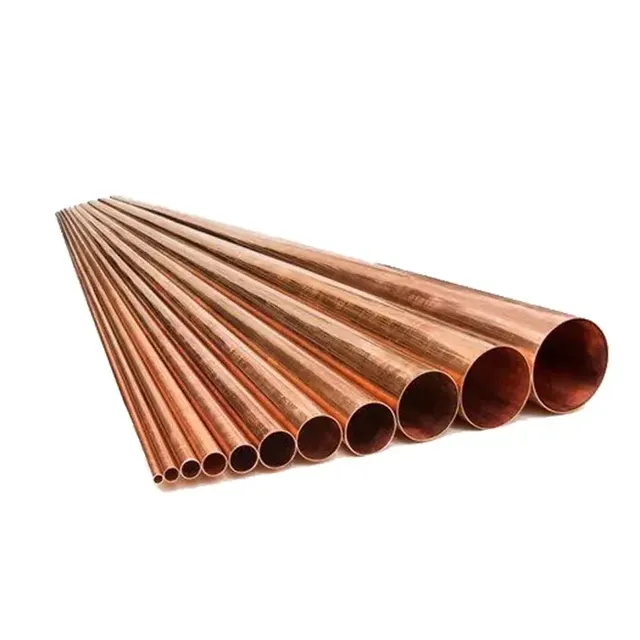 Tubos de Cobre Puro Redondo Sem Costura Metal Mais Vendido ASTM B280 Tubos de Latão de Cobre Reto Fornecedor China