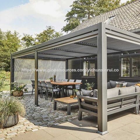 Pérgola de Jardín Exterior con Persianas Motorizadas Autoportante para Patio for sale at factory direct price