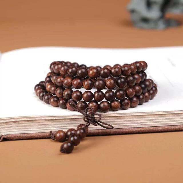 Pulseira de contas de Buda, pera amarela, jacarandá, pulseiras masculinas e femininas, ornamentos culturais, artesanato em madeira, contas de oração