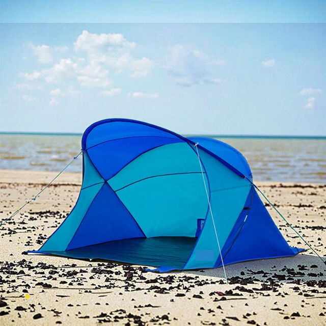 Tenda de Praia Dobrável com Proteção UV, Montagem Rápida, Leve, Toldo Solar para Família ao Ar Livre