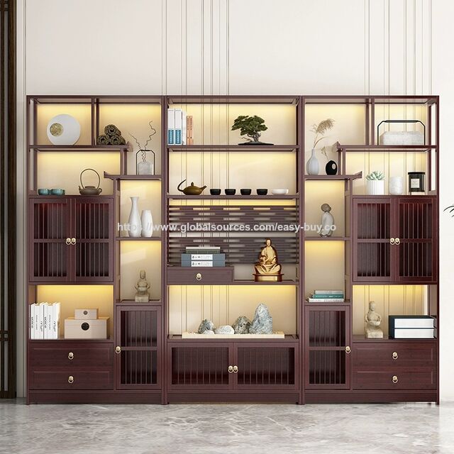 Vitrinen aus massivem Holz im neuen chinesischen Antiquitätsstil, Ausstellungsregal für mehrere Schätze, Teeregal für Arbeitszimmer for sale at factory direct price