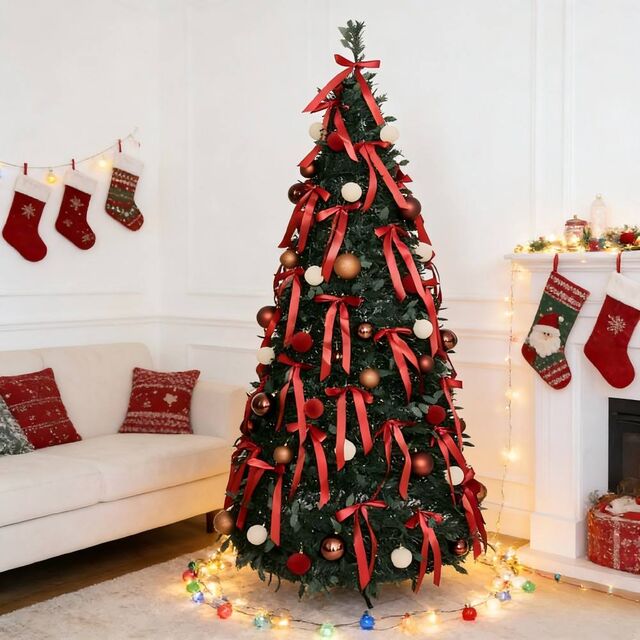 Sapin de Noël Slim Type Crayon Haut et Étroit pour Petit Espace, Décoration de Fête pour la Maison, Vente Directe d'Usine