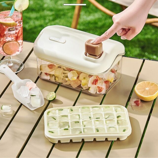 Nouveau Moule à Glaçons Double Couche, Bac à Glaçons Type Presse, Qualité Alimentaire, Boîte de Rangement de Glace pour Réfrigérateur, Grande Capacité