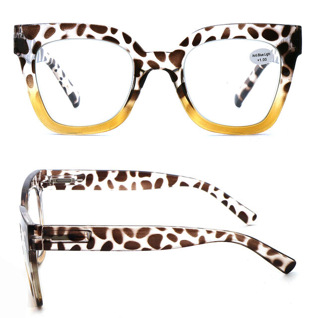 Gafas de lectura cuadradas de plástico para mujer, lentes de bloqueo azul a la moda, venta al por mayor. Ligeras y cómodas, con logo y color personalizados.