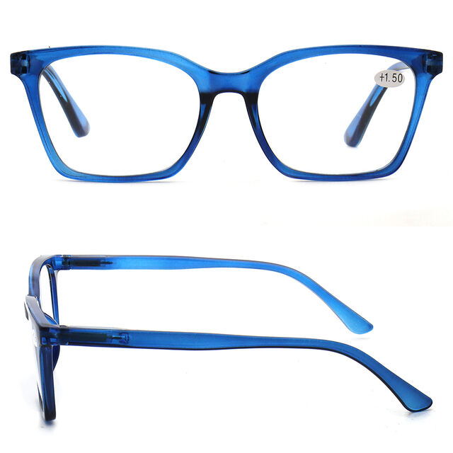 Gafas de lectura de plástico transparente cuadrado clásico a la moda, bloqueo azul al por mayor, cómodas y ligeras, logotipo y color personalizados for sale at factory direct price