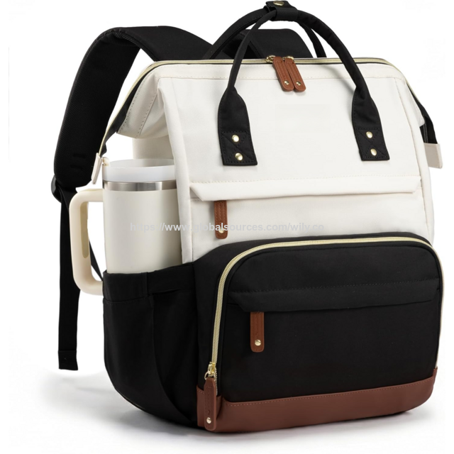 Wholesale Vintage Color Block Laptop Backpack, Water 