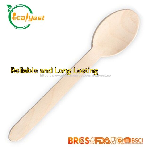 Colher de madeira descartável premium de 160 mm para comer sopa, café, chocolate, sorvete, bolo, sobremesa, festa, pequenos utensílios