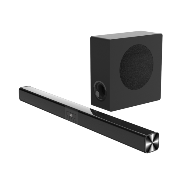 Barre de son 2.1CH 90W avec caisson de basses filaire pour un usage domestique et de bureau