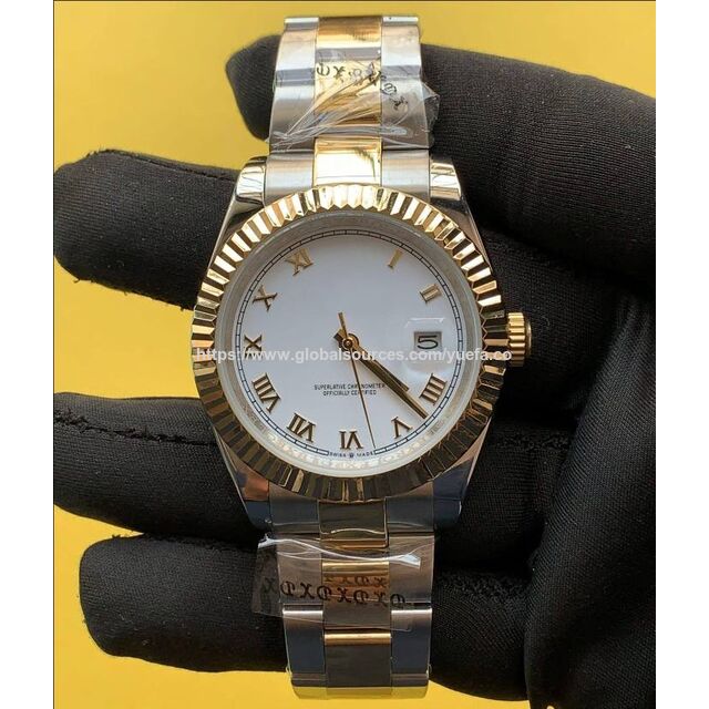 Reloj de Pulsera Clásico Estilo Romano Blanco con Movimiento Automático Japonés de Acero Inoxidable - Lujo y Moda de la India