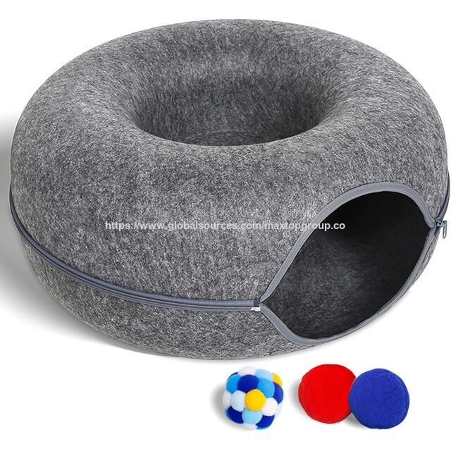 Cama Premium para Gatos Tipo Cueva de Fieltro Doble Propósito, Antirrasguños, Plegable y Lavable, Casa Interior con 3 Juguetes Interactivos for sale at factory direct price