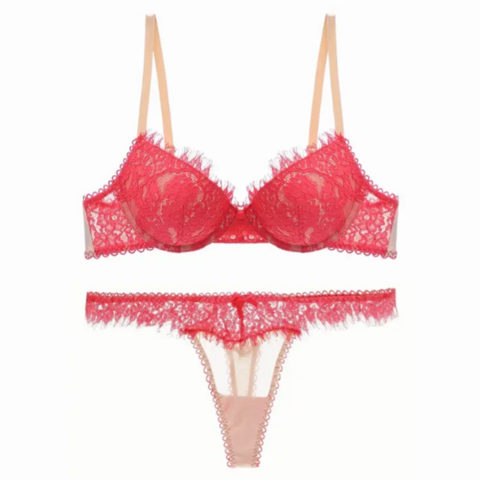 Conjunto Popular de Sujetador y Tanga Sexy de Encaje Push Up para Mujer - Lencería Femenina