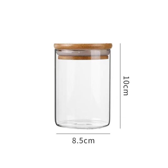 Tarros de vidrio de borosilicato alto, tarro sellado con tapa de bambú, tarro de té, tarro de almacenamiento transparente, tarro de dulces, tarro de almacenamiento de cocina. for sale at factory direct price