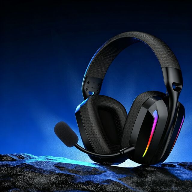 Triple Model Wireless Gaming Headset,rgb Glowing ,fabric Earmuff ...