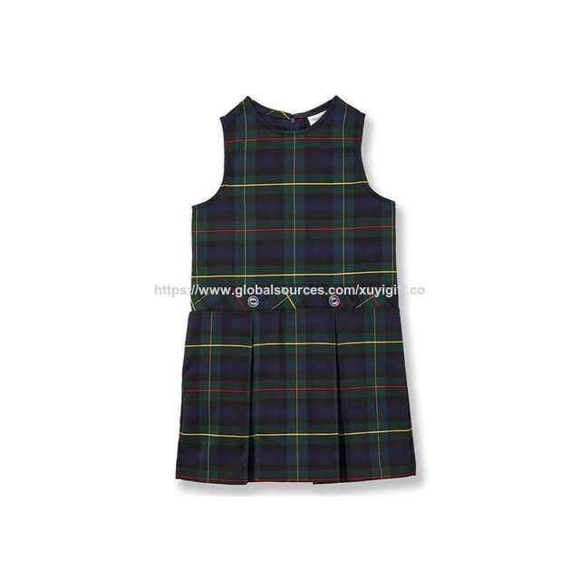 Maßgeschneidertes kariertes Schuluniformkleid für Mädchen, personalisiertes Prinzessinnenkleid mit Karomuster für Schulmädchen for sale at factory direct price