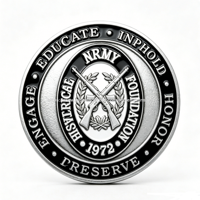 Moneda Conmemorativa de Aleación de Zinc Personalizada con Esmalte Blando, Diseño de Rifles Cruzados en Relieve 3D con Tema Musical y de Amor