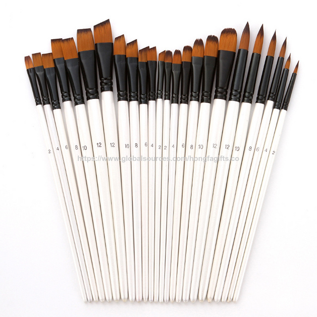 Vente en gros de jeux de pinceaux de peinture acrylique à manche en bois pour artistes - Ensemble de pinceaux de peinture à l'huile et à l'aquarelle de marque, respectueux de l'environnement