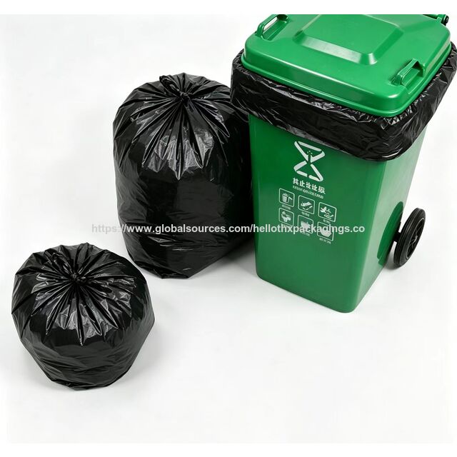 Bolsas de Basura HDPE Negras de Alta Resistencia con Parte Superior Plana para Residuos Comerciales e Industriales