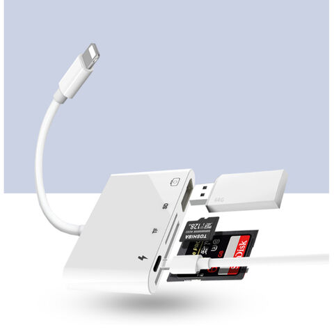 Nuevo Adaptador de Cámara USB 2021 + Lector de Tarjetas SD + Puerto de Carga Adaptador OTG para iPhone/iPad Plug and Play for sale at factory direct price