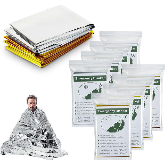 Manta Térmica de Emergencia Ligera de Primeros Auxilios, Manta de Rescate Segura de Papel de Aluminio Impermeable