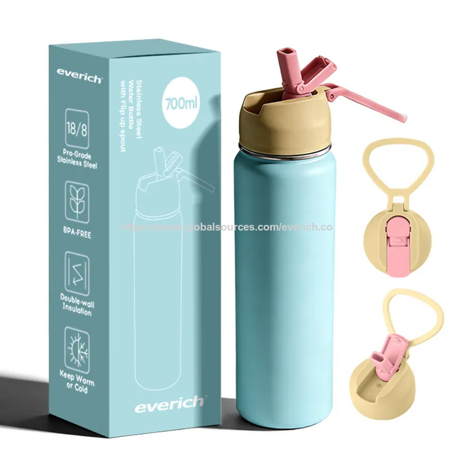 Bouteille de Sport Isotherme Premium Everich 700ml en Acier Inoxydable 2026 avec Couvercle Anti-poussière Large pour Bouchon à Bec