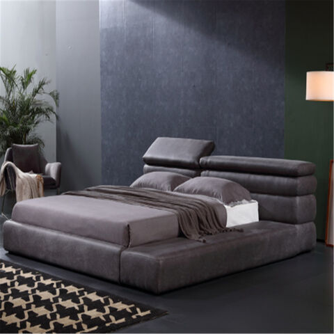 Cama Matrimonial Multifuncional de Tela con Mesita de Noche de Arte Textil para un Sueño Confortable for sale at factory direct price