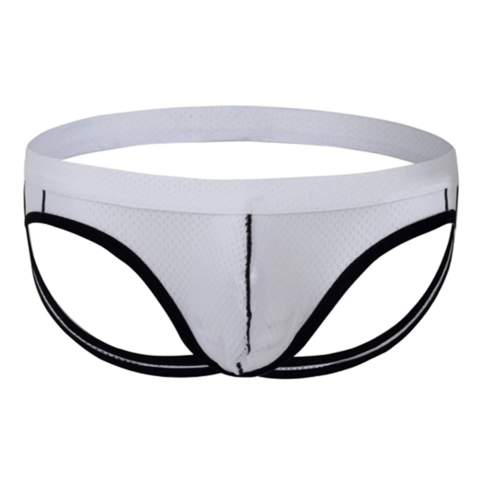 Calzoncillos tipo G-String con bolsa de malla para hombre, suspensorios sexys, ropa interior