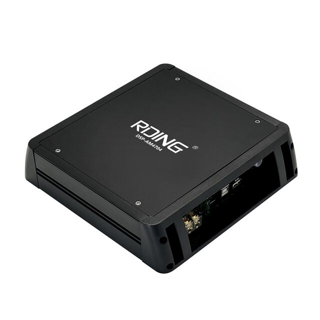 Amplificateur DSP Voiture 4 Canaux Professionnel avec Égaliseur 31 Bandes, Contrôle par Application Bluetooth et Entrées USB/Optique/Coaxiale (12V)