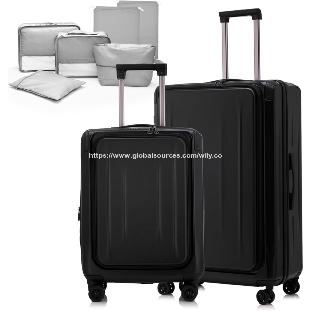 Conjunto de Malas Rígidas com Bolsa de Viagem, Mala Expansível com Bolso Frontal, Rodas Giratórias com Trava TSA, Conjunto de Bolsas de Viagem de Várias Peças