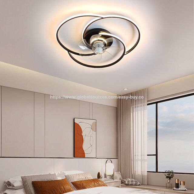Ventilador de Techo Minimalista y Atmosférico con Control por Voz Inteligente, Lámpara Ventilador para Comedor