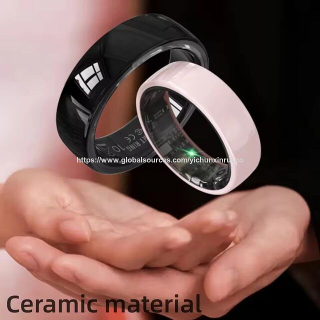 Bague Intelligente Céramique Paiement NFC, Fabricants OEM ODM 2025, Tracker Santé ECG Fitness avec Moniteur App pour Femmes Hommes Tailles 6-14