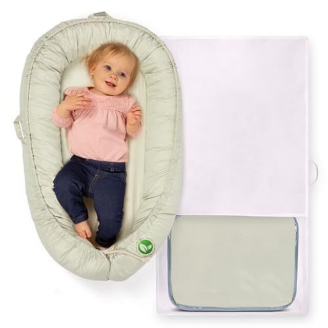 Umweltfreundliche, weiche Baby-Liege mit Reisetasche für 0-12 Monate, Baby-Nestchen-Kissen