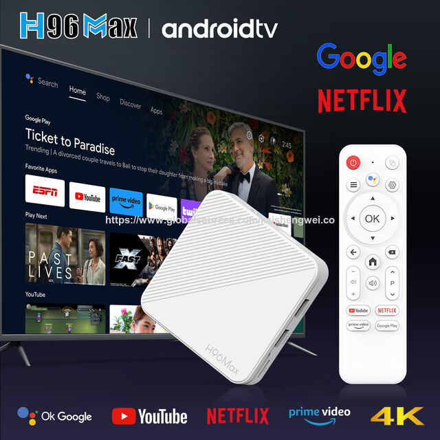 H96 MAX 4K Smart Fire TV Stick Boîtier TV Android 14 ATV H313 Double Wifi BT Processeur Quad Core 2Go/8Go RAM 16Go Stockage