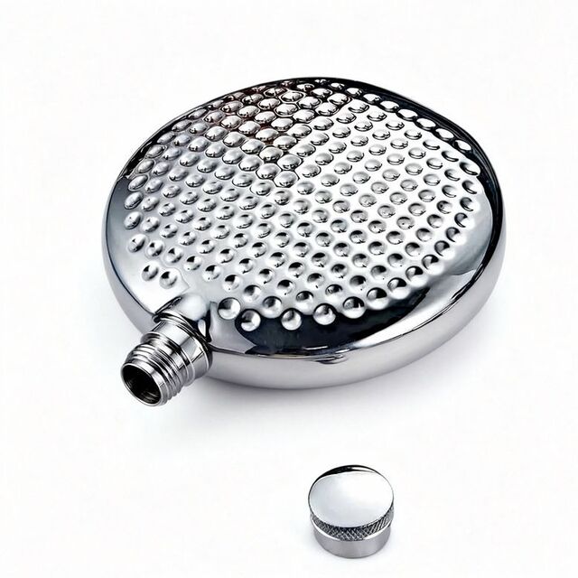 Meilleure Qualité Britannique Flasque Ronde à Graver en Acier Inoxydable 304 Argenté avec Revêtement Pailleté pour Liqueurs