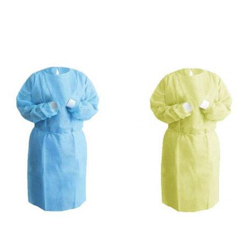 Blouse d'isolement à manchette tricotée, usage médical et dentaire, sans latex, résistante aux fluides - Vente en gros