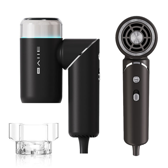 Sèche-cheveux Mini Portable BLDC Haute Vitesse Pliable Ionique Double Tension Large Mini Souffleur avec Diffuseur