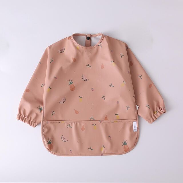 Conjunto de Babadores de Manga Longa Econômico para Bebê, Babador Impermeável com Bolso, Babador com Mangas para Crianças de 6 a 24 Meses