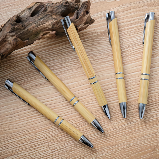 Bolígrafo Promocional Ecológico de Bambú con Logo Personalizado Impreso o Grabado Láser, Tinta Azul/Negra para Uso en Oficina y Escuela for sale at factory direct price