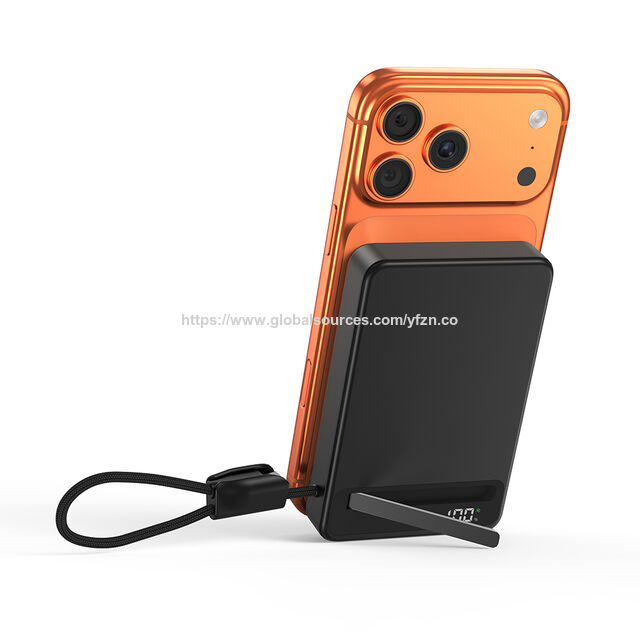 Großhandel 10000mAh Schnellladung Qi2.2 25W Magnetisches Kabelloses Lade-Powerbank mit eingebautem Kabelhalter for sale at factory direct price