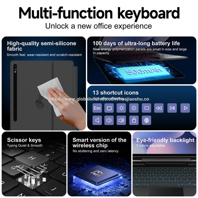 Housse de Clavier Flottante Multi-Angle avec Trackpad Haute Fréquence et Mode Dex pour Samsung Tab S10+ S9FE+ S9+ S8+ S7FE S7+