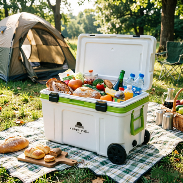 Caixa Térmica Externa de Fábrica 32L com Alça - Baú de Gelo Durável e Portátil para Camping, Caminhadas e Armazenamento de Alimentos