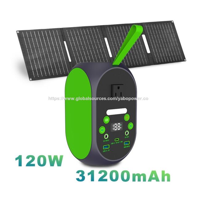 Gerador Solar YABO 120W (Pico 200W), Estação de Energia LiFePO4 31200mAh com Painel Solar de 30W, Backup UPS para Camping, Emergência, CPAP